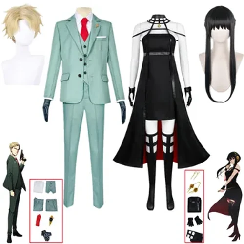 Anime Spy X Šeimos Cosplay Kostiumai Killer Pora Twilight Žalias Kostiumas Loid Forger Yor Forger Juoda Suknelė Helovino vakarėliui