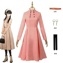 Gián Điệp X Họ Yor Forger Trang Phục Hóa Trang Màu Hồng Phù Hợp Với Anime Yor Briar Đảng Nữ Trang Phục Yor Trang Phục Đầu Tóc Giả bông Tai