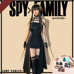Anime Spy X Aile Yor Forger Cosplay Kostüm Peruk Elbise Takım Elbise Siyah Kırmızı Etek Seti Yor Briar Küpe Uzun Saç Kadın Giysileri Parti