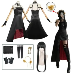 Yor Forger Cosplay Anime Spy X Perhe Cosplay Puku Yor Forger Peruukki Musta Mekko Asu Cosplay Puku Pitkät Hiukset Naisten Vaatteet