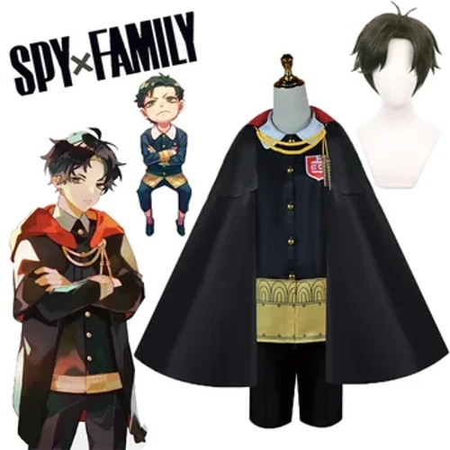 Disfraz de Anime Spy X Family Damian Desmond, disfraz de hombre, capa para niño, peluca, capa escolar, uniforme escolar, disfraz de Halloween Damian