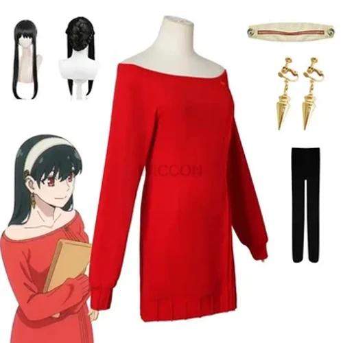 Gián Điệp X Họ Yor Forger Trang Phục Hóa Trang Anime Cosplay Yor Briar Quần Áo Áo Len Đỏ Phù Hợp Với Halloween Carnival Tiệc Hóa Trang