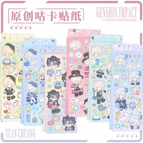 Genshin Tác Động Fontaine Cosplay Neuvillette Đề Can Dễ Thương Dán Hoạt Hình Decal Điện Thoại Laptop Vali Đàn Guitar Ván Trượt Xe Dính