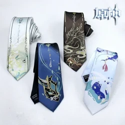 Trò Chơi Genshin Tác Động Xiao Venti Lang Thang Zhongli Thắt Cosplay JK DK Đồng Nhất Thêu Cà Vạt Unisex Phụ Kiện Trang Phục Quà Tặng