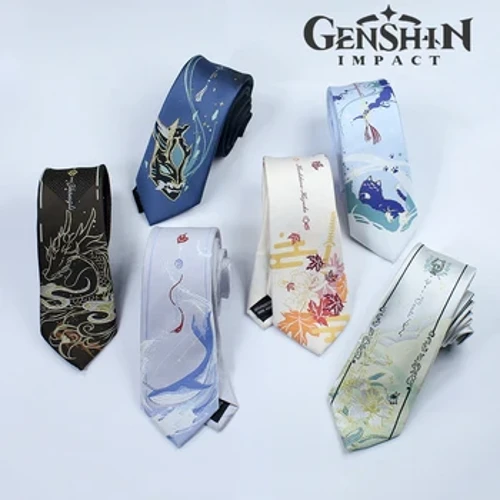 Játék Genshin Impact Kaedehara Kazuha Tartaglia Wanderer Cosplay nyakkendő JK egységes hímzés nyakkendő Uniszex jelmez-kiegészítő ajándékok