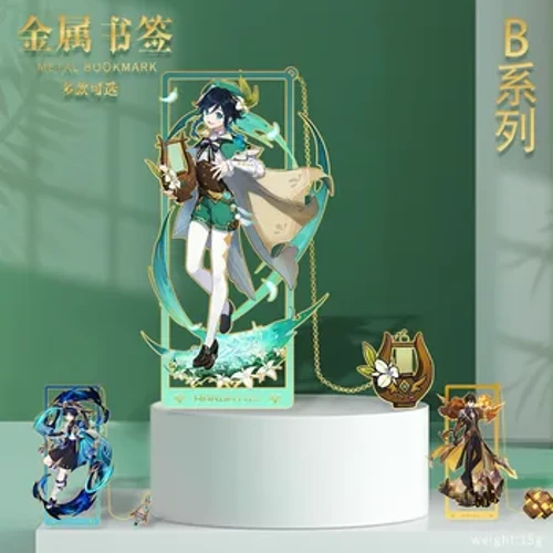 Game Genshin Impact Cosplay Logam Bookmark Gliter Hu Tao Venti Nahida Kazuha Xiao Klee Alat Peraga Kartu Gantungan Kunci Aksesoris Hadiah