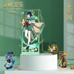 Game Genshin Impact Cosplay Metal Bookmark Gliter Hu Tao Venti Nahida Kazuha Xiao Klee Atrezzo Txartelak Giltza-kateak Osagarriak Opari