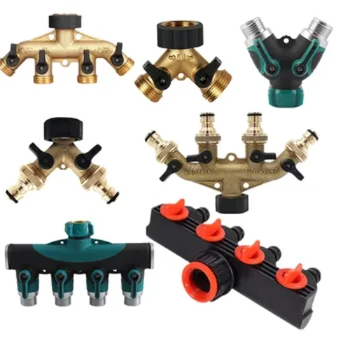 Kuningan 4-Ways Selang Splitter Puting Menghubungkan Y-Tipe Distributor Air Water Separator Pistol Air Irigasi Taman Air Otomatis