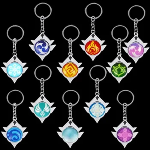 Igra Genshin Impact Snezhnaya Vision 11 Element Weapons Keychain Cosplay Bailiffs Luminous Eye God Toy Privjesak za ključeve Poklon Prop