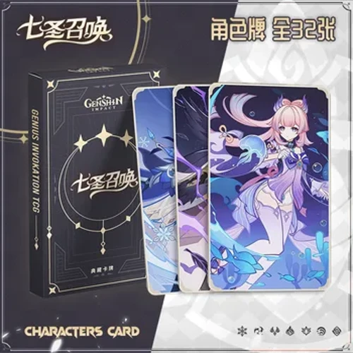 Anime Genshin Impact Genius Invokation TCG Card Collection No Word Photo Cards Bestrøket papir Anime Perifer Bordvifter Gaver