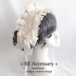Kitambaa cha Nywele cha Upinde wa Utepe chenye Vipuni vya Nywele Wasichana Lolita Lace Iliyosukwa Kichwani Kitambaa cha Nyota Tamu Kitambaa cha Anime Maid Kosi ya kichwani ya Cosplay