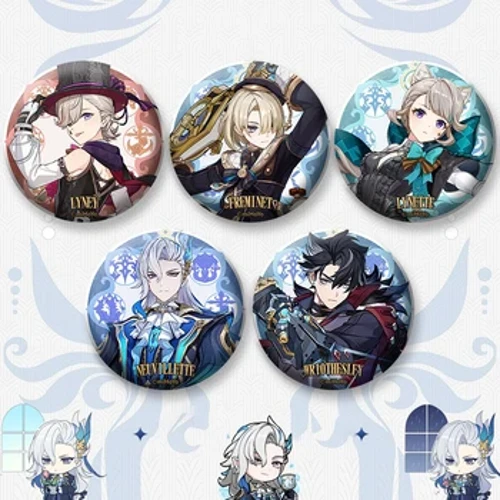 Genshin Impact Fontaine Lynette Lyney -asumerkki Pinssit Freminet Neuvillette Cosplay Wriothesley reppu rintakorut lapsille lahjat