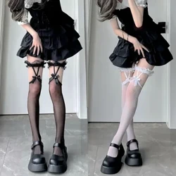 Ciorapi lungi pentru fete Lolita Ciorapi în stil japonez cu arc peste genunchi Ciorapi cu tub lung Lolita Net, cu fire înalte, Ciorapi JK din bumbac