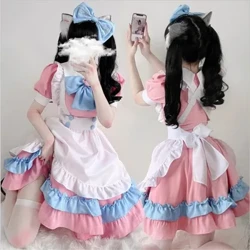 Kawaii Lolita Anime piikaasu Vaaleanpunainen + sininen Cosplay piikaasu Lolita hameasu Söpö japanilainen cosplay-asu Anime-asu