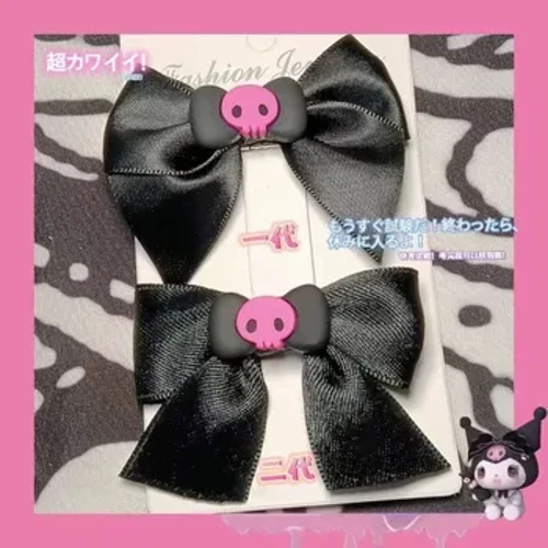1-3 pcs Rhuban Solid Ciwt Newydd Penglog Pinc Clipiau Gwallt Bowknot JK ​​Cos Lolita Kawaii Merched Pinnau gwallt Gothig Penwisgoedd Gwallt Affeithwyr