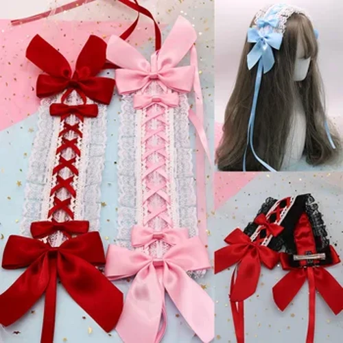 Cute Lolita White Lace Lolita Sweet Kc ile-banda Anime Maid Cosplay buru-apaingarria Ile-osagarriak