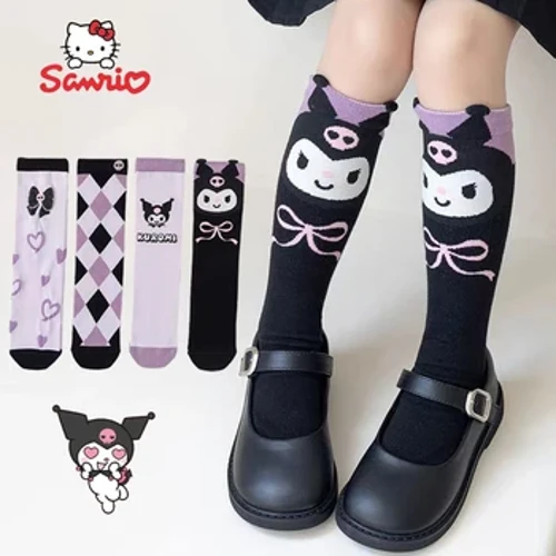 Șosete Sanrio Kuromi Ciorapi lungi din bumbac pur pentru copii Ciorapi de dans în stil japonez JK Lolita Fată drăguță Accesorii dulci