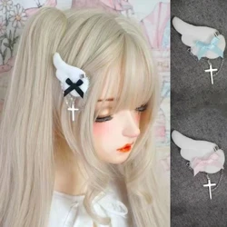 MỘT Cặp Đảng Cánh Thiên Thần Với Dây Xích Nơ Chữ Thập Kẹp Tóc Dễ Thương Kẹp Tóc Gilrs Gothic Mũ Đội Đầu Sinh Viên Quà Tặng