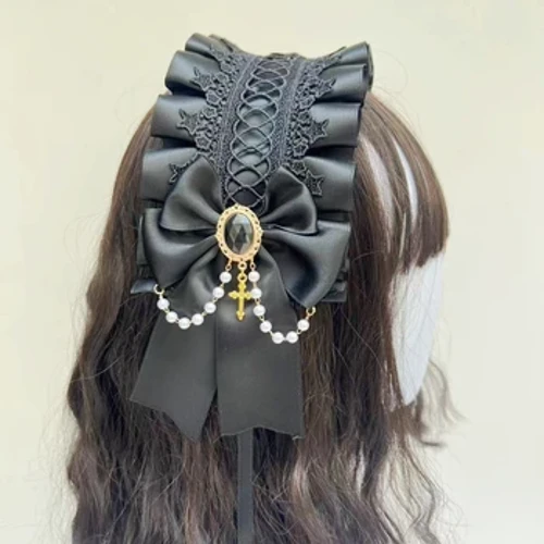 Gothic Gothic Mũ Đội Đầu Người Giúp Việc Ren Handmade Phụ Kiện Tóc Đa Năng Dễ Thương Cosplay Mũ Trùm Đầu Ngọt Kẹp Tóc
