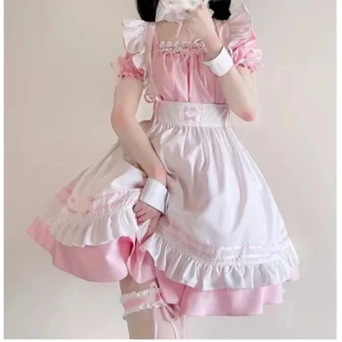 Đen Hồng lolita người giúp việc trang phục cô gái dễ thương phụ nữ đáng yêu người giúp việc trang phục cosplay hoạt hình trình diễn nhật bản trang phục quần áo ăn mặc s-5XL