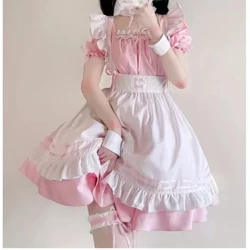 Đen Hồng lolita người giúp việc trang phục cô gái dễ thương phụ nữ đáng yêu người giúp việc trang phục cosplay hoạt hình trình diễn nhật bản trang phục quần áo ăn mặc s-5XL