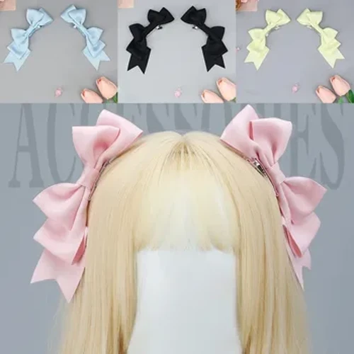 Horquilla de lazo Kawaii hecha a mano, horquilla de Anime Lolita, tocado de Cosplay, accesorio para el cabello de uniforme JK, regalos de navidad