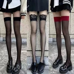 ʻO JK Nā ʻaʻahu wahine Sexy ʻūhā kiʻekiʻe nā ʻupena iʻa Lolita kaikamahine Gothic Punk Transparent ma luna o nā kuli ʻulaʻula ākea ʻulaʻula lōʻihi kiʻekiʻe socks