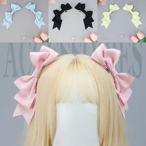 Horquilla de lazo Kawaii hecha a mano, horquilla de Anime Lolita, tocado de Cosplay, accesorio para el cabello de uniforme JK, regalos de navidad