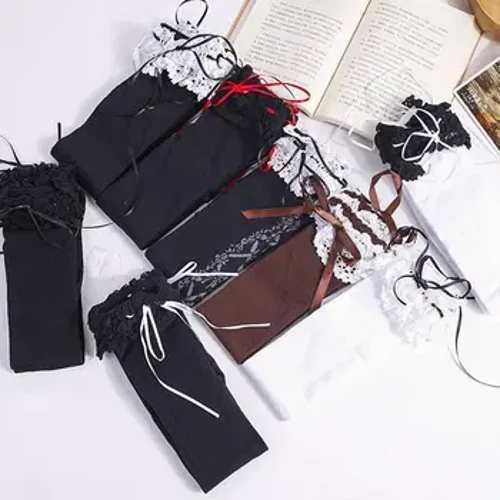 Gothic Vớ Nữ Anime Cosplay Người Giúp Việc Bé Gái Ren Cao Cấp Trên Đùi Cao Cấp Trên Đầu Gối Giữ Ấm Chân Quần Legging Gợi Cảm Đôi Tất Cotton Kawaii phong Cách