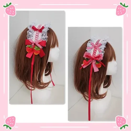 Lolita hajpánt Aranyos édes epres hajpánt Japán lány piros KC hajdísz Anime fejdísz