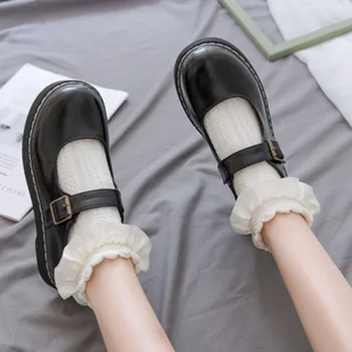 Dễ Thương Tất Gothic Xù Trắng Kawaii Gothic Calcetines Trang Phục Hóa Trang Phụ Kiện Tất Ren Anime Hoạt Hình Cô Gái Ngọt Ngào Tặng