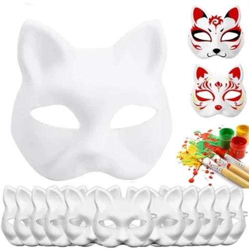 10/5 dona yapon niqobi yarim yuz qo'lda bo'yalgan mushuk tulki niqobi Anime Demon Slayer maskarad Xellouin festivali Cosplay prop
