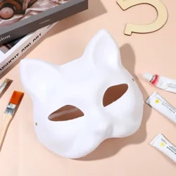 2 stk Anime Foxes Mask Japanese Cosplay Rave Håndmalet Anime Demon Slayer Half Face Cat Masks Halloween Dress Up Festival Prop