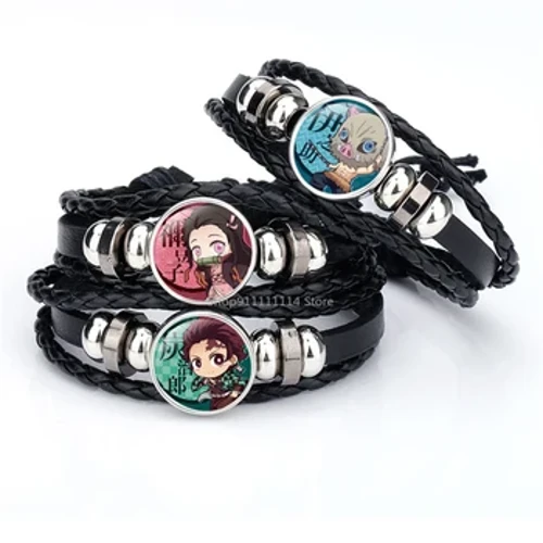 Anime Demon Slayer Armband Cospaly Kamado Tanjirou Armband Polsbandje Gevlochten Armband Halloween Kerst Accessoires Cadeau