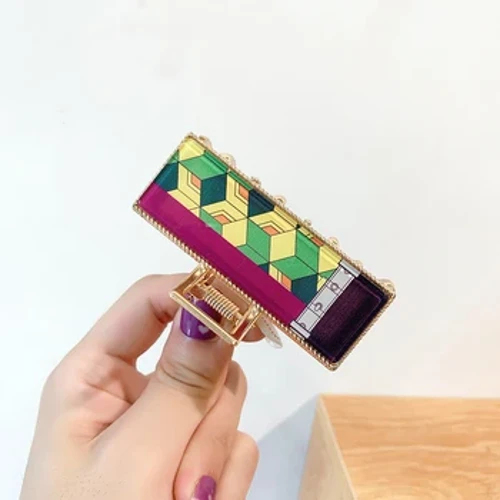 Hiusklipsit,Anime Demon Slayer Figuurin metalliset hiusklipsit,Tomioka Giyuu Golden Hair Claw Clips Metal Hair Catch Barrette Anime Demon