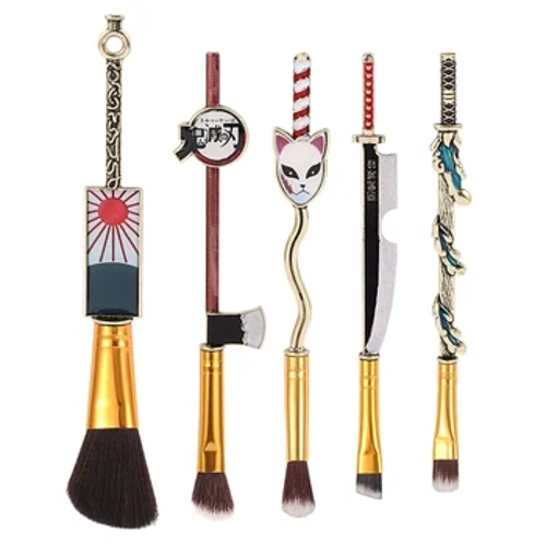 5 stks Demon Slayer Make-up Kwasten Set Anime Cosplay Make-up Kwast Gezicht Cosmetische Poeder Hoogtepunt Mengen Wenkbrauw Oogschaduw Borstel