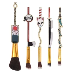 5 stk Demon Slayer Makeup Brush Set Anime Cosplay Makeup Brush Face Kosmetisk Powder Highlight Blending Eyebrow Eyeshadow Brush