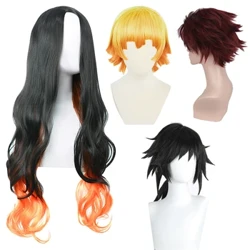 Wigiau Cyfres Anime Demon Slayer Kamado Nezuko Tanjirou Cosplay Wig Synthetig Gwres Gwrthiannol Blew Ar Gyfer Parti kimetsu no yaiba Cos