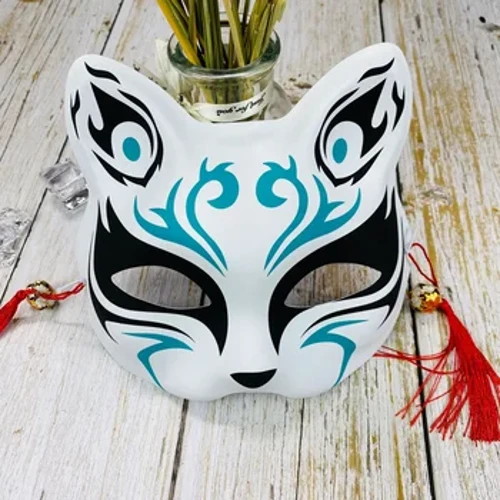 Masc Cat Sionnach lámhphéinteáilte Masquerade Cosplay Cosplay Féile Oíche Shamhna Masc Seapánach Leath-Aghaidh Anime Demon Slayer