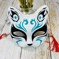 Handmålad Cat Fox Mask Masquerade Halloween Festival Cosplay Prop Japanese Mask Half Face Anime Demon Slayer