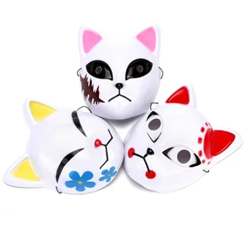 Japoniako Anime Demon Slayer Mask Cosplay Loditu Plastikozko Maskarak Halloween Party Mozorro Atrezzo Fox Mask