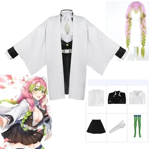 Người Lớn Trẻ Em Demon Slayer Kimetsu Không Yaiba Anime Kimono Kanroji Mitsuri Cosplay Toàn Bộ Tóc Giả Trang Phục Hóa Trang Halloween Dành Cho Nữ Cô Gái
