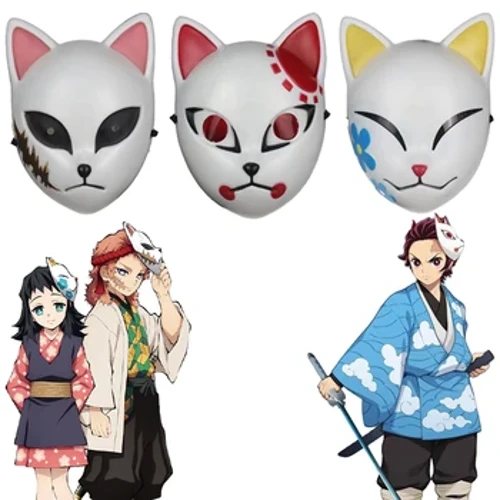 Demon Slayer Cosplay Masker Anime Kimetsu Geen Yaiba Kamado Tanjirou Makomo Sabito Cosplay Kostuum ABS Hars Masker Halloween Props