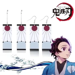 Anime Cosplay Acrylig Demon Slayer Clustdlysau Tanjiro Gollwng Clustdlysau Hir i Ferched Merched Emwaith Cosplay Affeithwyr Propiau Rhodd