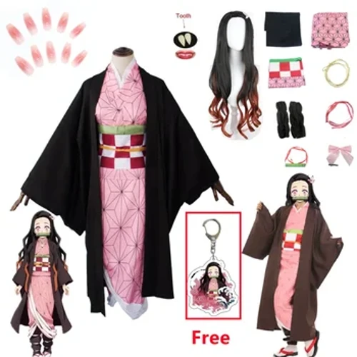 Nezuko Cosplay Anime Demon Slayer Kimetsu No Yaiba Cosplay Kostýmy a doplnky Kamado Kimono Jednotné halloweenske oblečenie