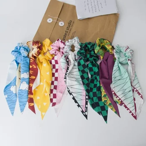 Anime Demon Slayer Cosplay Rhuban Zenitsu Tanjirou Shinobu Tokito Scrunchies Gwallt Affeithwyr Gwisgoedd Merched Propiau