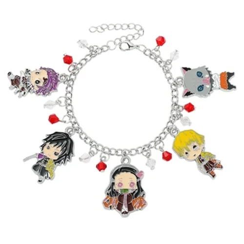 Anime Demon Slayer Hình tay Vòng đeo tay Kamado Nezuko Agatsuma Zenitsu Hashibira Inosuke Kim loại Pangle cho người hâm mộ Quà tặng của Đảng Người hâm mộ