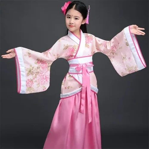 Trang phục Trung Quốc cổ đại trẻ em Seven Fairy Hanfu Dress Quần áo Dân gian khiêu vũ Dải trang phục truyền thống Trung Quốc cho các cô gái