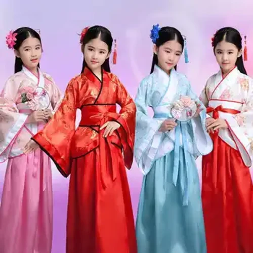 Truyền Thống Múa Dân Gian Trung Quốc Năm Mới Quần Áo Hanfu Cho Bé Gái Trẻ Em Rồng Đầm Cổ Giai Đoạn Lễ Hội Trang Phục Quần Áo Váy