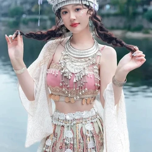 Laei Fa'ata'ita'i a Saina Anamua Fafine 3-seti Set Lady Stage Hanfu La'ei Fa'aSaina La'ei Fa'a-Saina Seti La'ei Siva Folk.